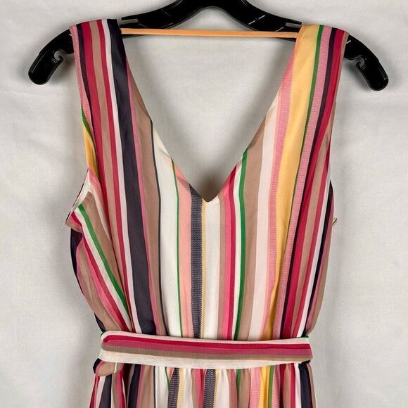 BCX Stripe V-neck Belted Maxi Dress Large - Picture 4 of 8